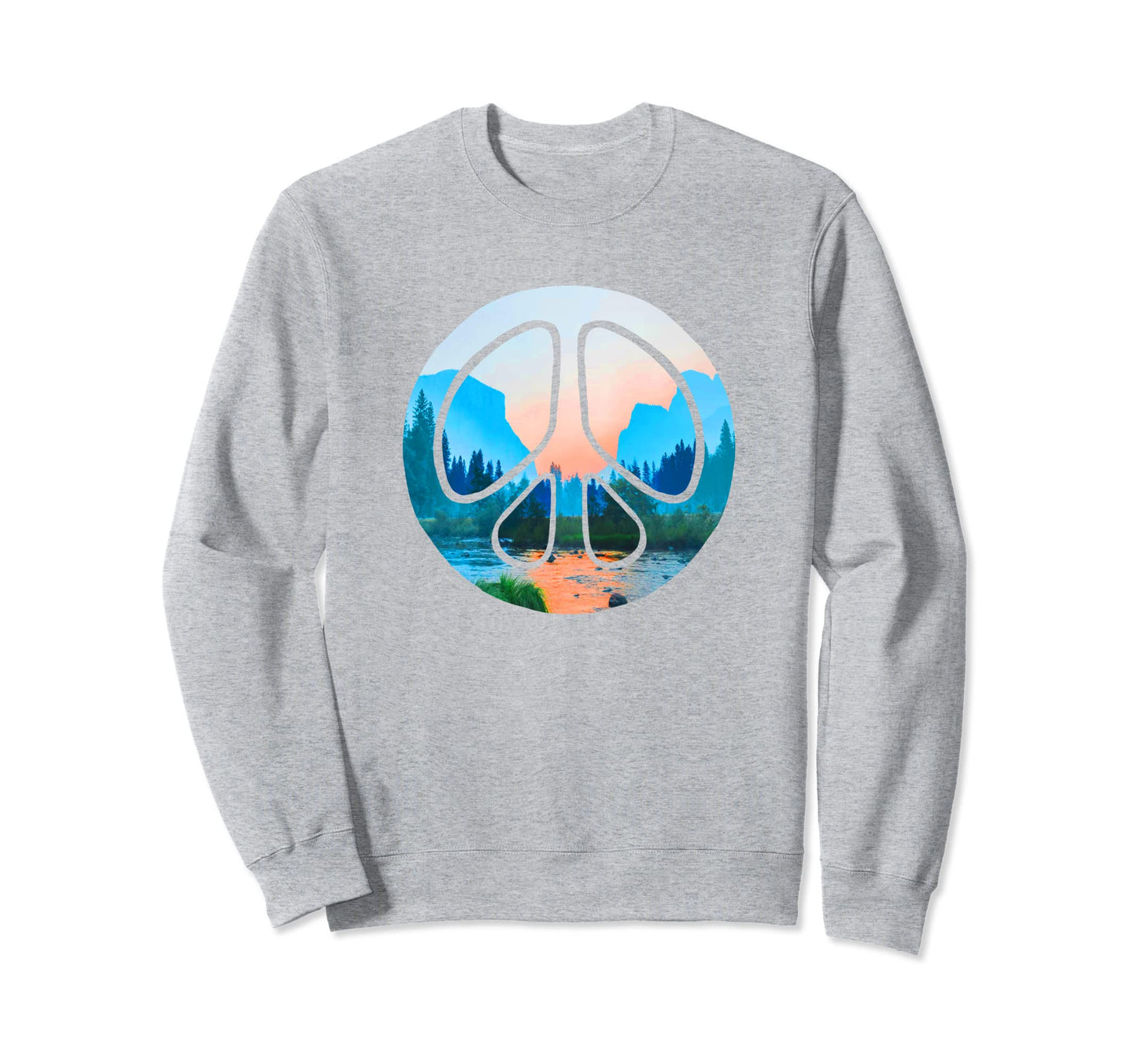 Yosemite National Park Peace Sign Sweatshirt - Minimalist Print Men Women