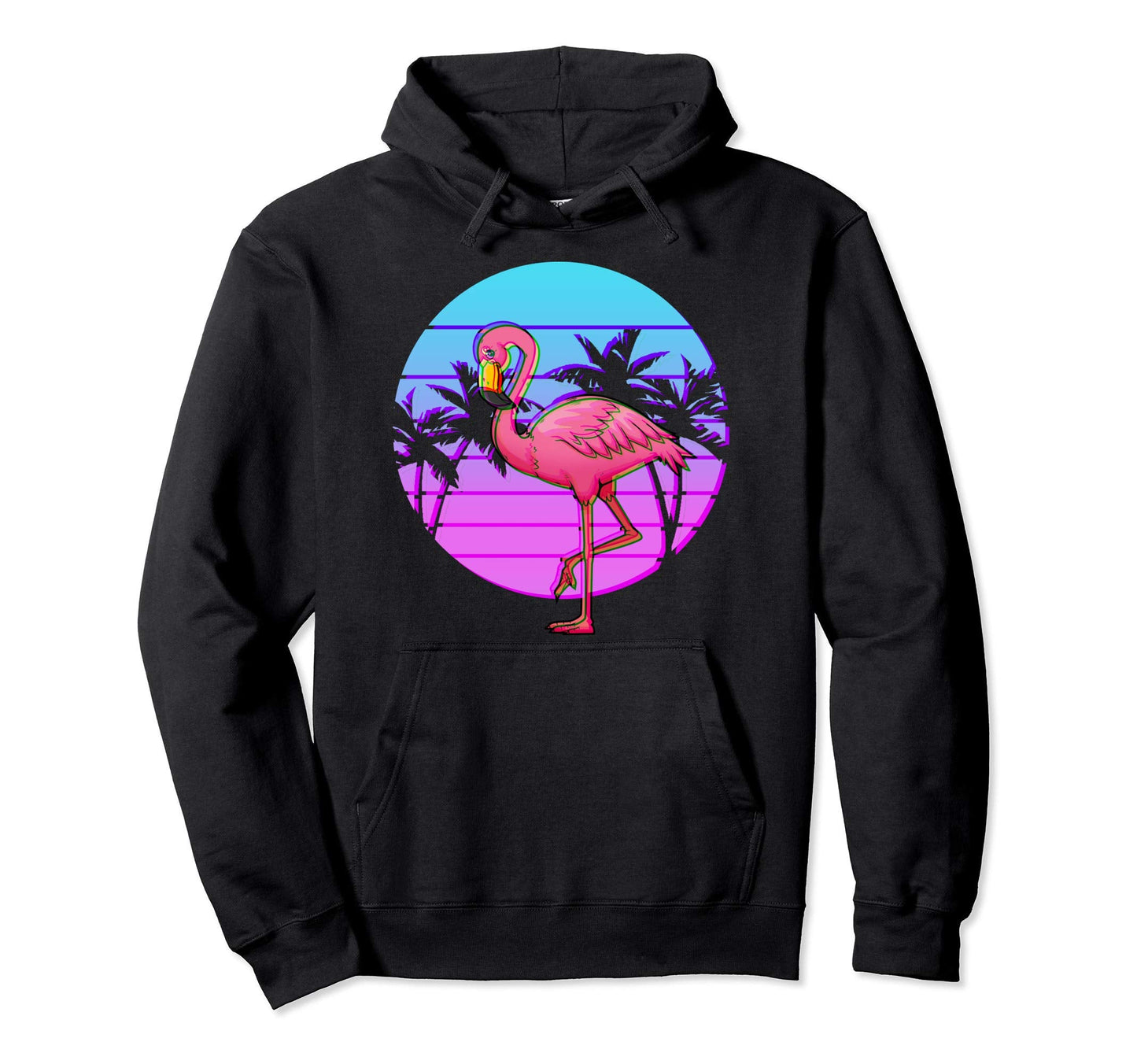 80S Flamingo Japanese Otaku Aesthetic Hoodie - Custom Art Print for Adults