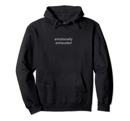 Emotionally Exhausted Aesthetic Glitch Hoodie - Graphic Print for Adults