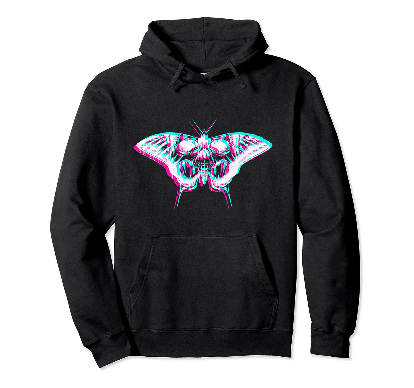 Aesthetic Pastel Goth Butterfly Skull Glitch Hoodie - Trendy Graphic Unisex