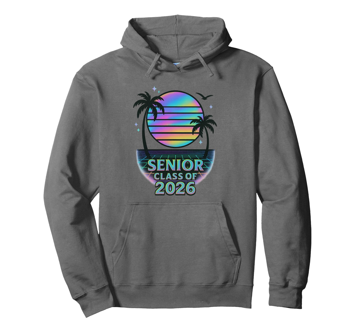 Senior Class 2026 Sunset Vaporwave Hoodie - Fun Novelty Design Men Women
