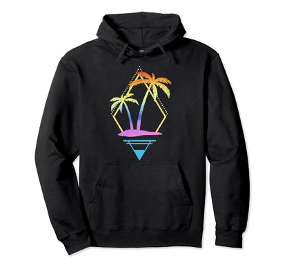 Art Palm Trees 90S 80S Aesthetic Tropical Hoodie - Novelty Apparel Unisex
