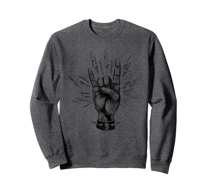90S Grunge Punk Rock Hand Sweatshirt - Fun Novelty Design for Adults