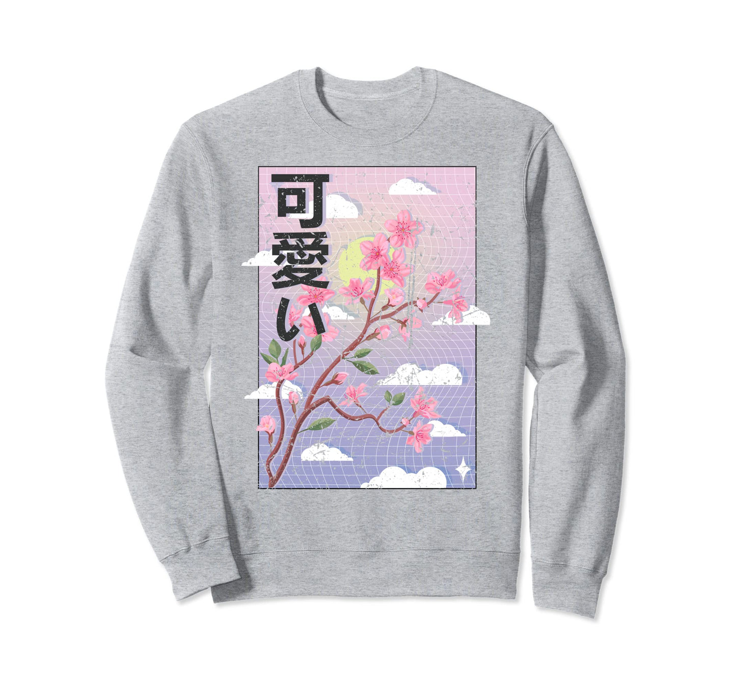 Grunge Japanese Cherry Blossom Sakura Sweatshirt - Graphic Print Men Women