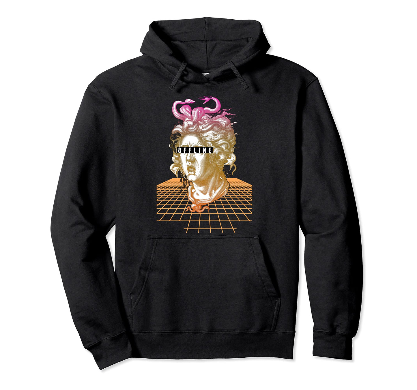 Medusa Vaporwave Aesthetic Ancient Hoodie - Minimalist Print for Adults