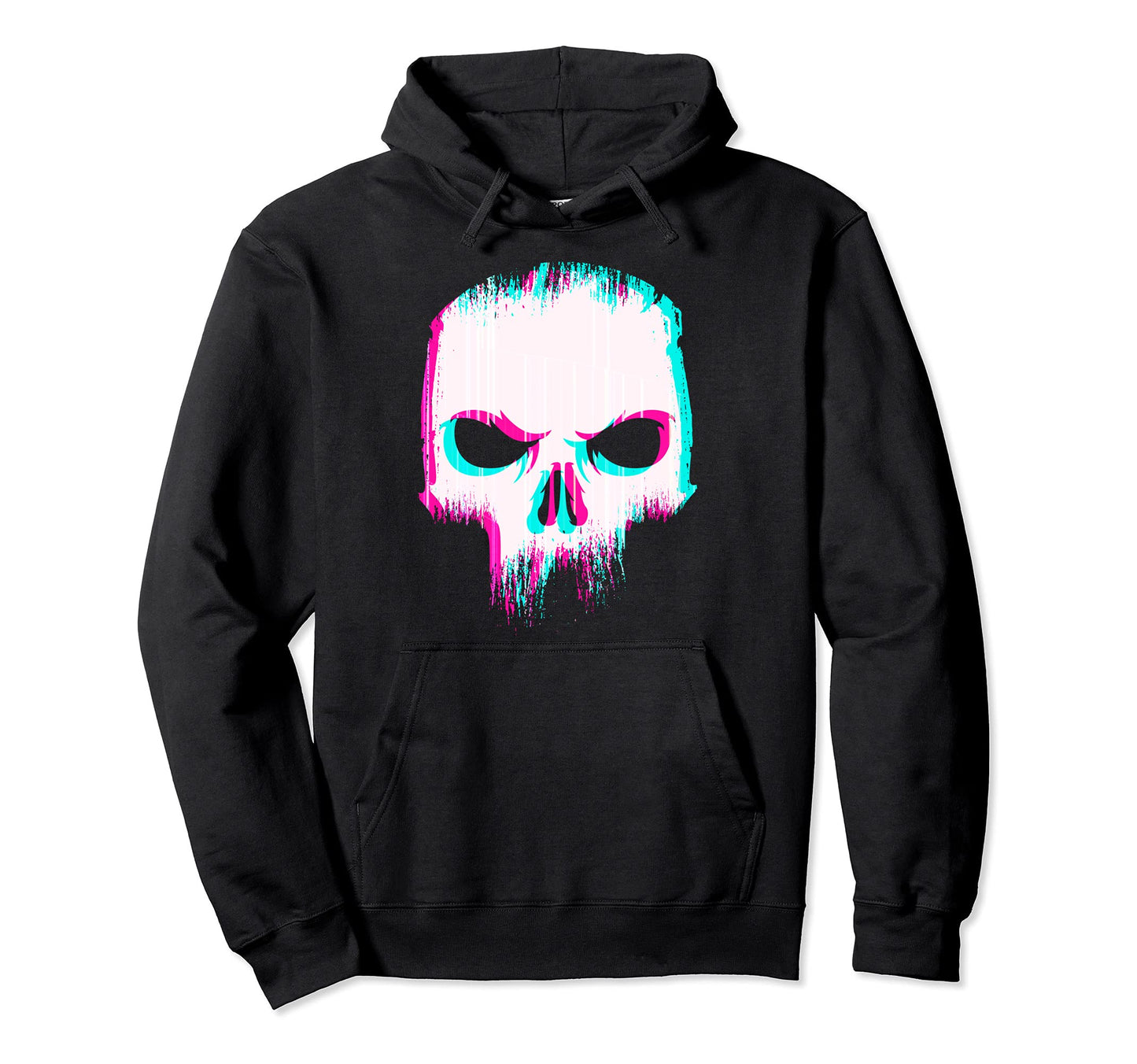 Aesthetic Skull Glitch Minimal Pastel Hoodie - Graphic Print for Adults