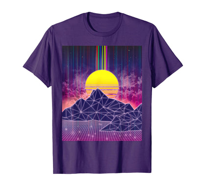 Digital Sunset 1980S Vaporwave T-Shirt - Minimalist Print Men Women