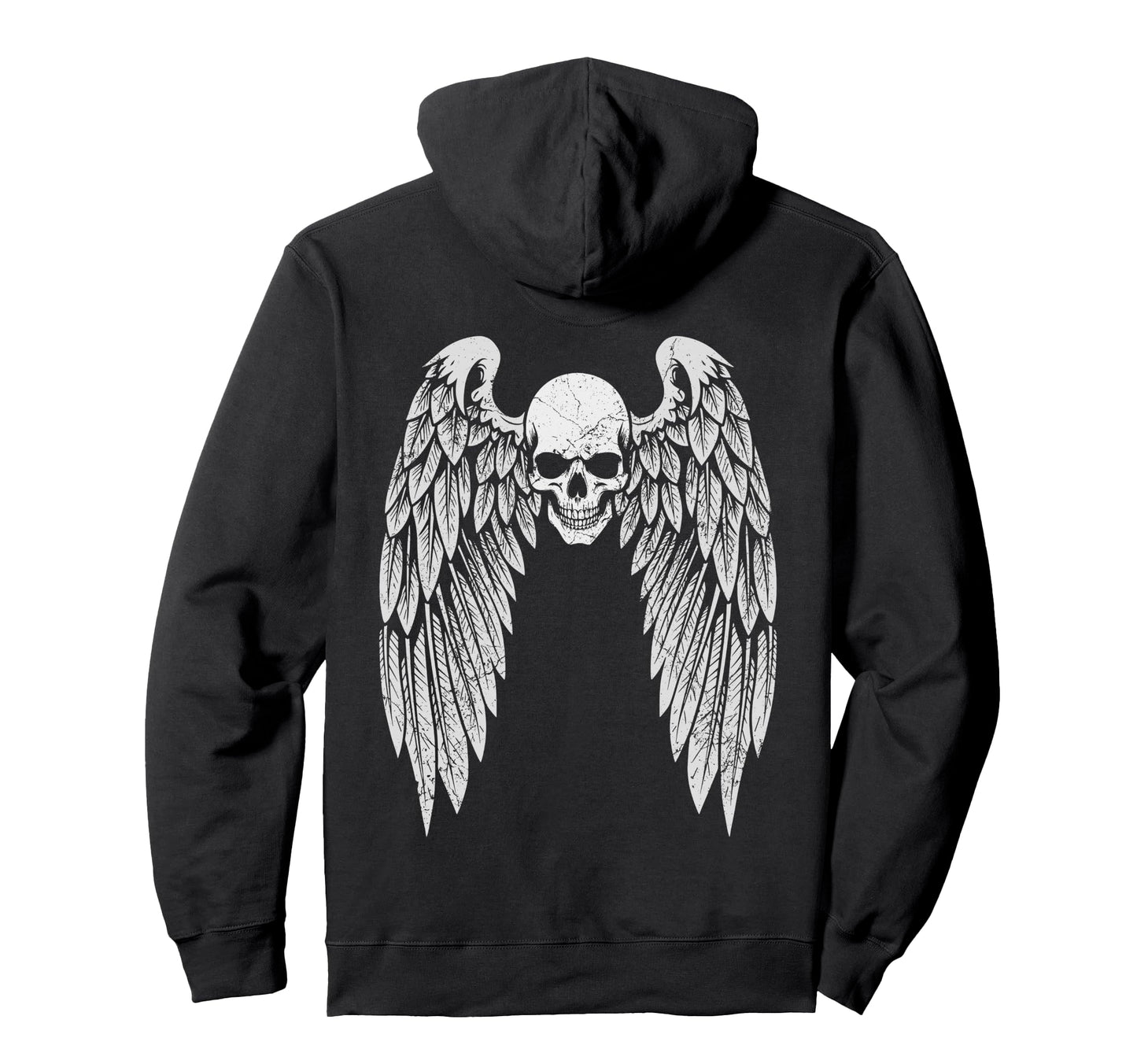 Grunge Wings Angel Back Skull Y2K 2000S Hoodie - Trendy Graphic for Adults