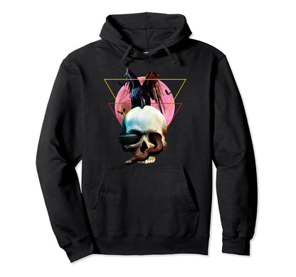 Vaporwave Skull Crow Raven Snake Hoodie - Minimalist Print Men Women