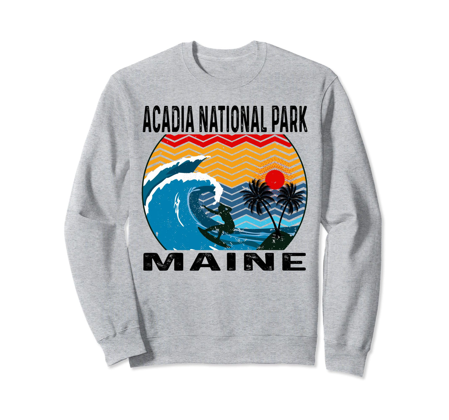 Acadia National Park Maine Surfing Sweatshirt - Aesthetic Graphic Unisex