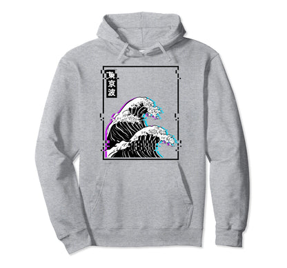 Japanese Wave Glitch Pastel Goth Art Hoodie - Trendy Graphic Unisex