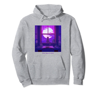 Lofi Chill Cat 90S Anime Pastel Hoodie - Custom Art Print for Adults