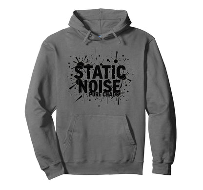 Static Noise Pure Chaos Grunge Hoodie - Minimalist Print Men Women