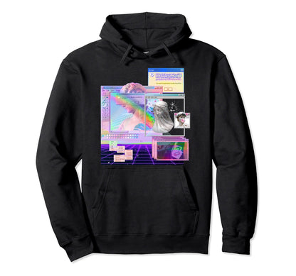 Vaporwave Aesthetic Pc Trippy Art Hoodie - Aesthetic Graphic for Adults