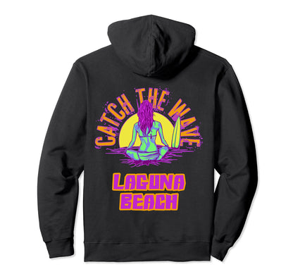 Laguna Beach Surfing Vaporwave Aesthetic Hoodie - Aesthetic Graphic Unisex