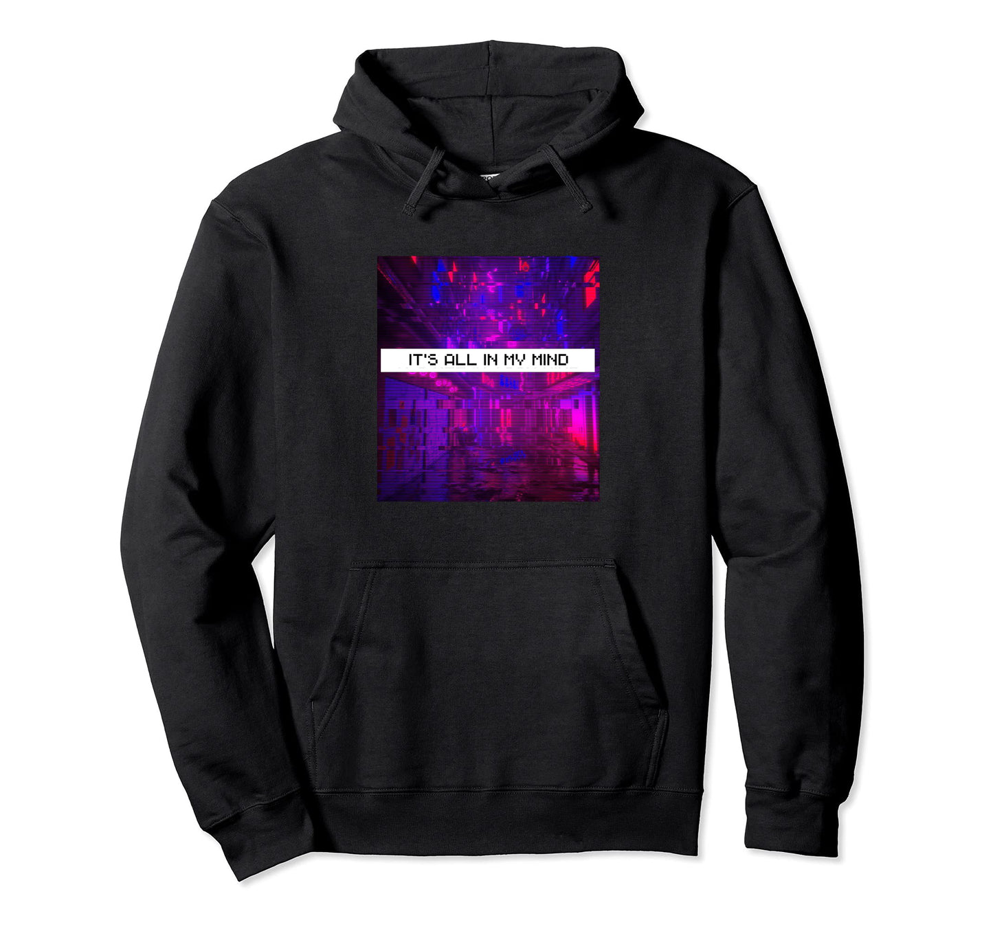 Vaporwave Emotional Aesthetic Glitch Hoodie - Minimalist Print for Adults