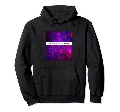 Vaporwave Emotional Aesthetic Glitch Hoodie - Minimalist Print for Adults
