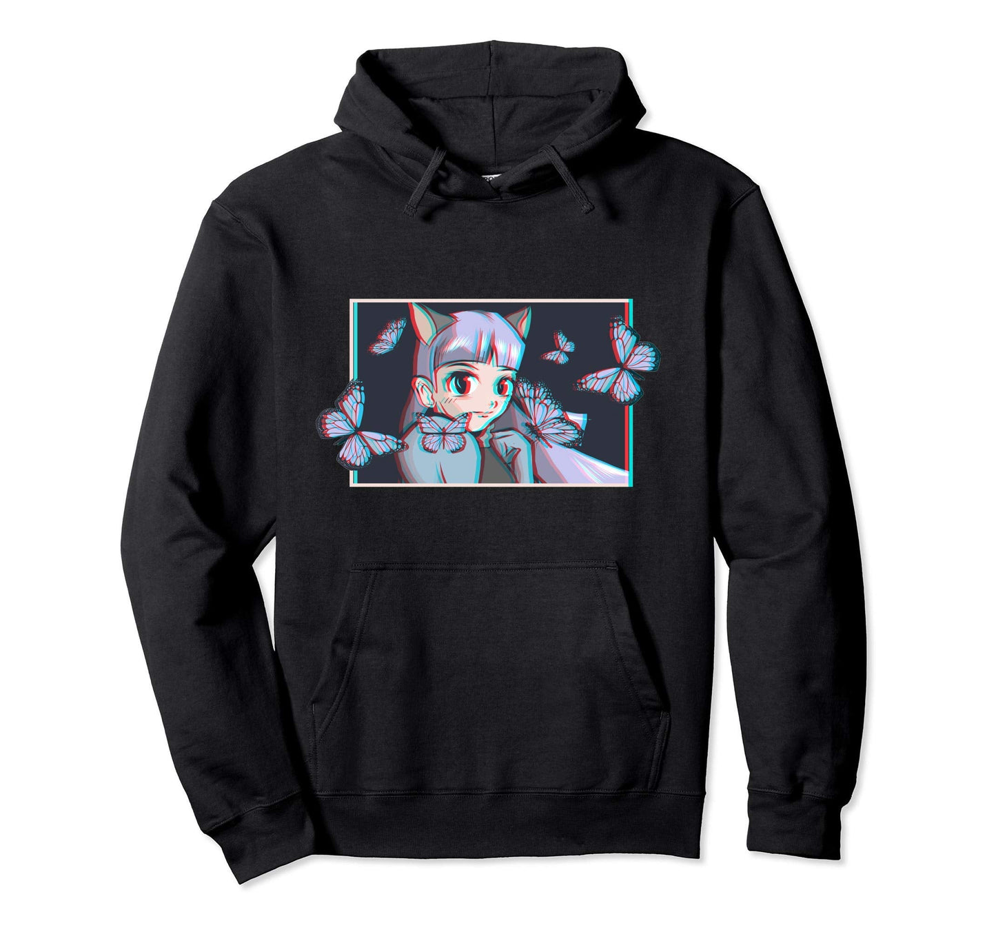 Vaporwave Anime Neko Waifu Aesthetic Hoodie - Streetwear Style Men Women