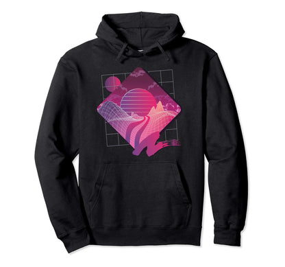 Vaporwave Aesthetic Landscape Retrowave Hoodie - Graphic Print Unisex