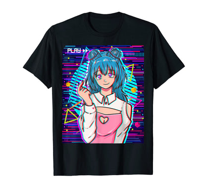 Vaporwave Aesthetic Japanese Anime T-Shirt - Trendy Graphic for Adults