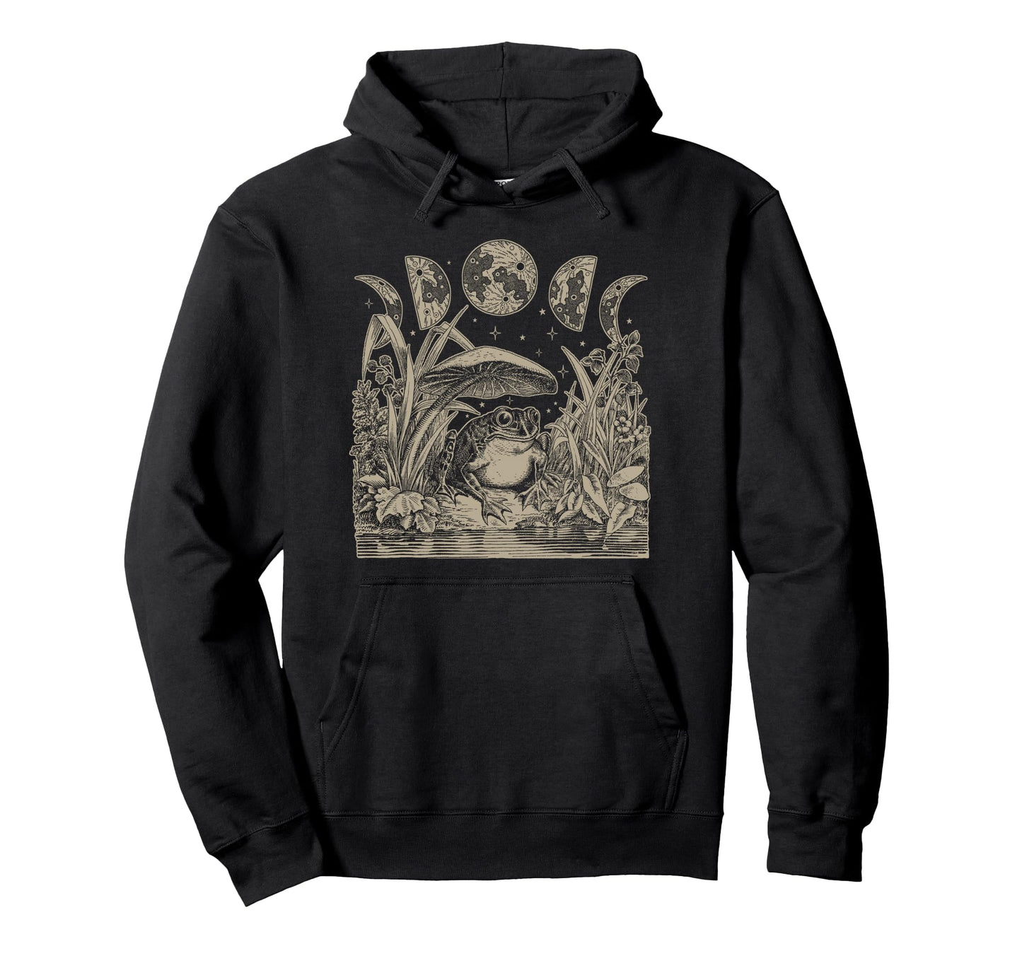 Whimsy Goth Fairycore Witchy Frog Hoodie - Minimalist Print Unisex