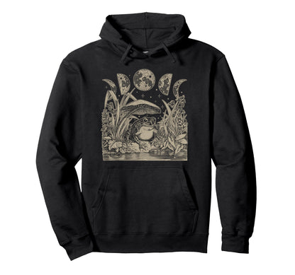 Whimsy Goth Fairycore Witchy Frog Hoodie - Minimalist Print Unisex