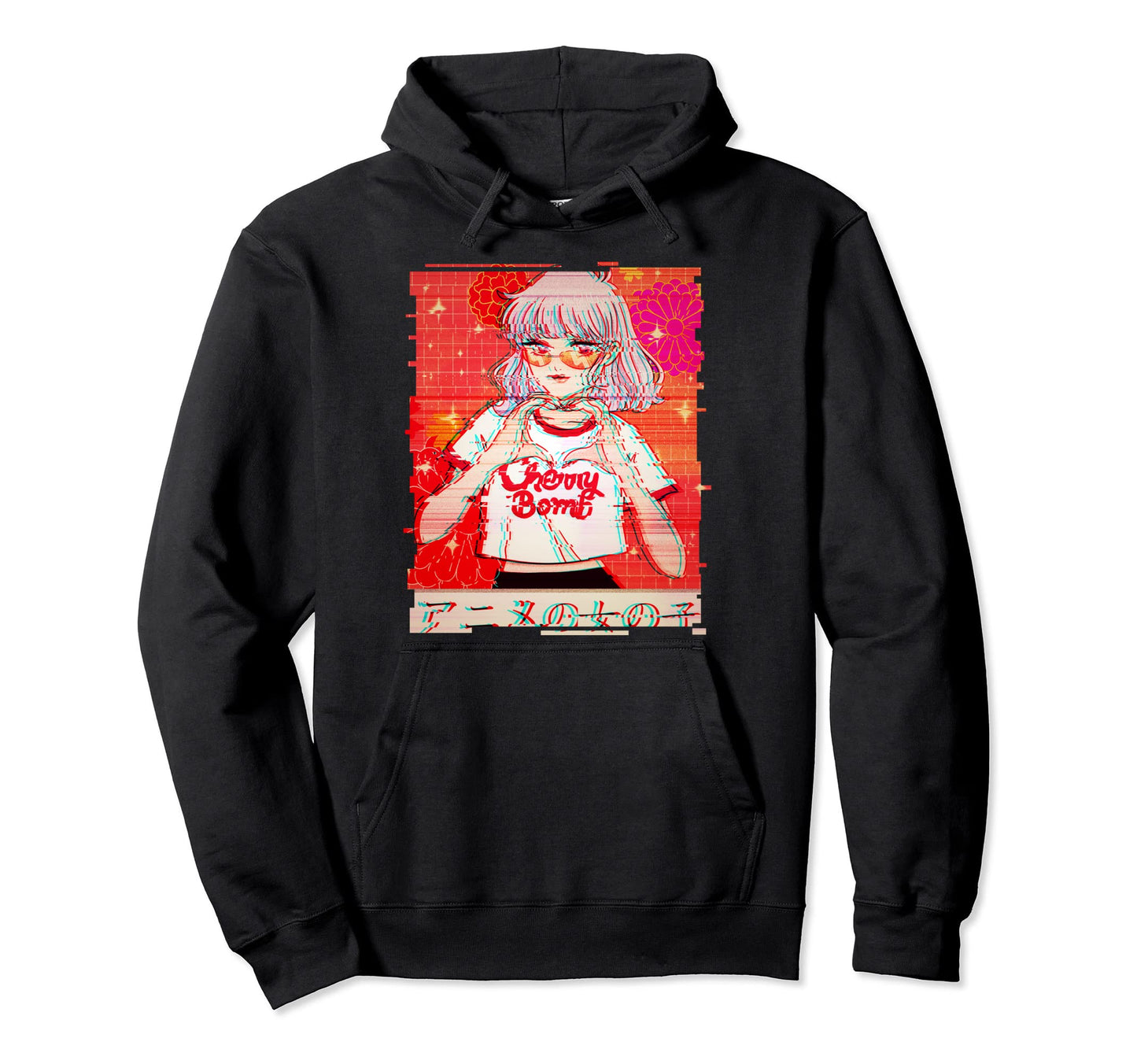 Glitch Anime Shirts Aesthetic Vaporwave Hoodie - Unique Graphic Unisex