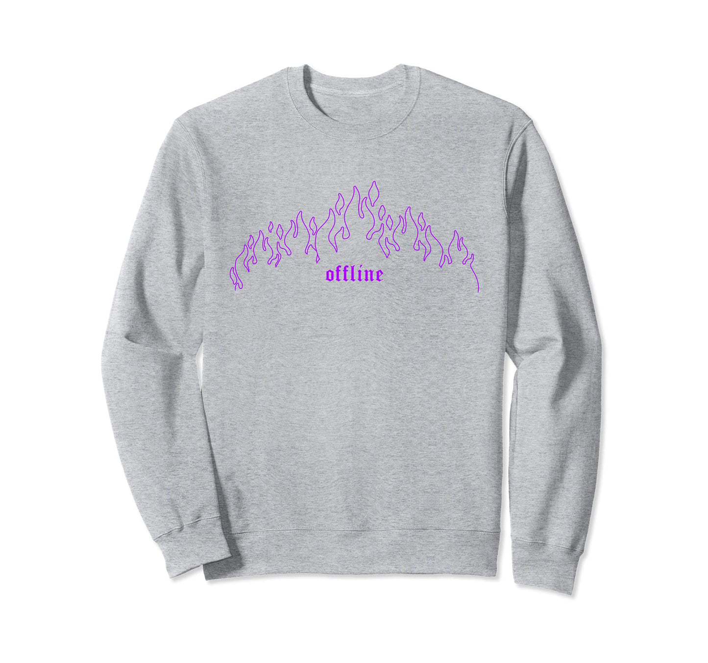 90S Grunge E E Offline Purple Flames Sweatshirt - Trendy Graphic Unisex