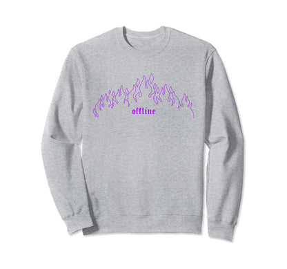 90S Grunge E E Offline Purple Flames Sweatshirt - Trendy Graphic Unisex