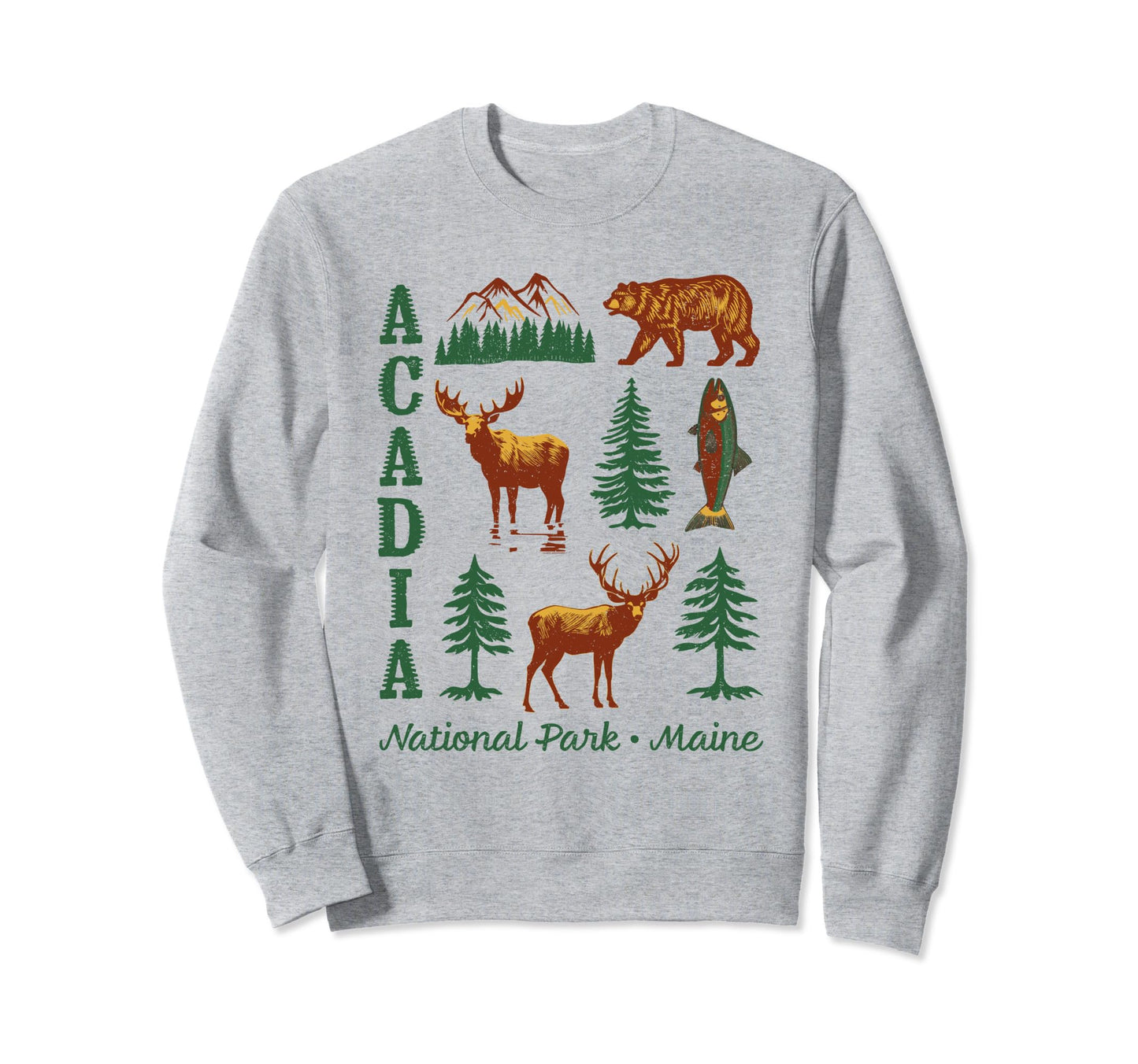 Acadia National Park Bear Moose Sweatshirt - Unique Graphic for Adults