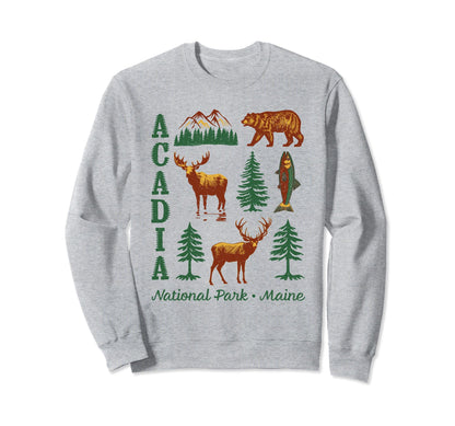 Acadia National Park Bear Moose Sweatshirt - Unique Graphic for Adults