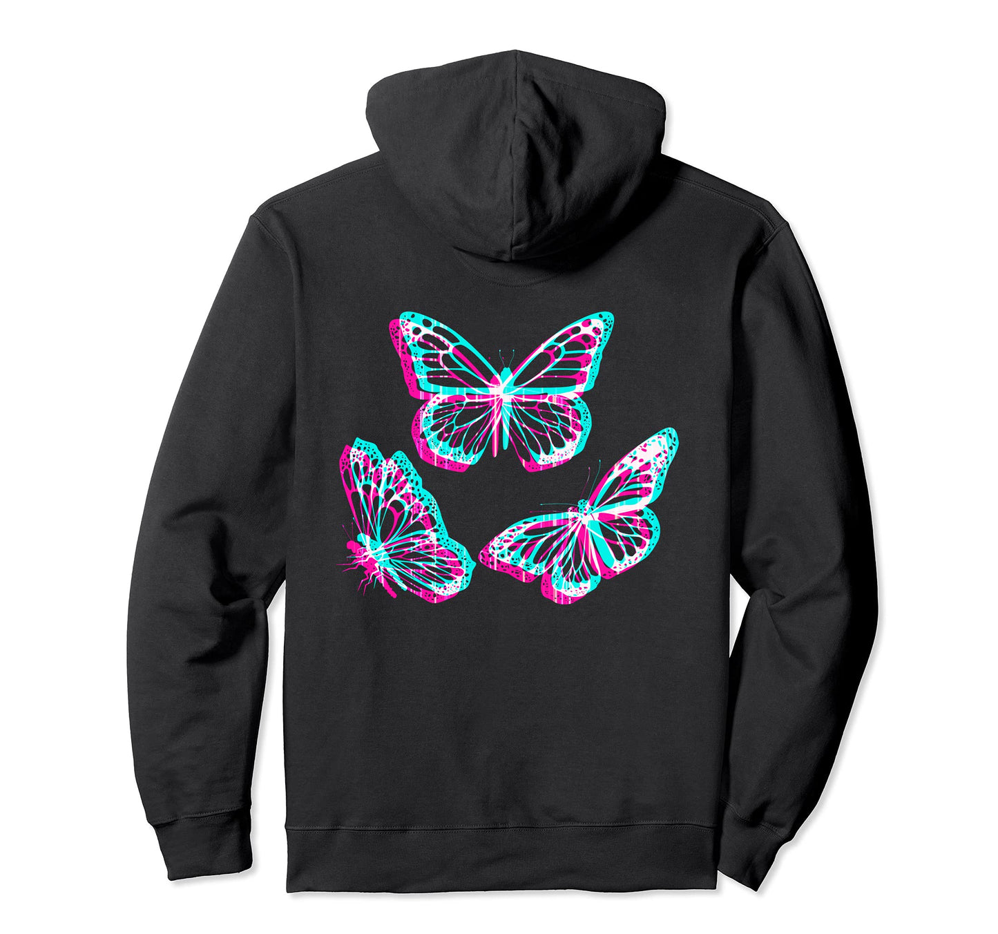 Pastel Goth Aesthetic Butterfly Glitch Hoodie - Graphic Print Unisex