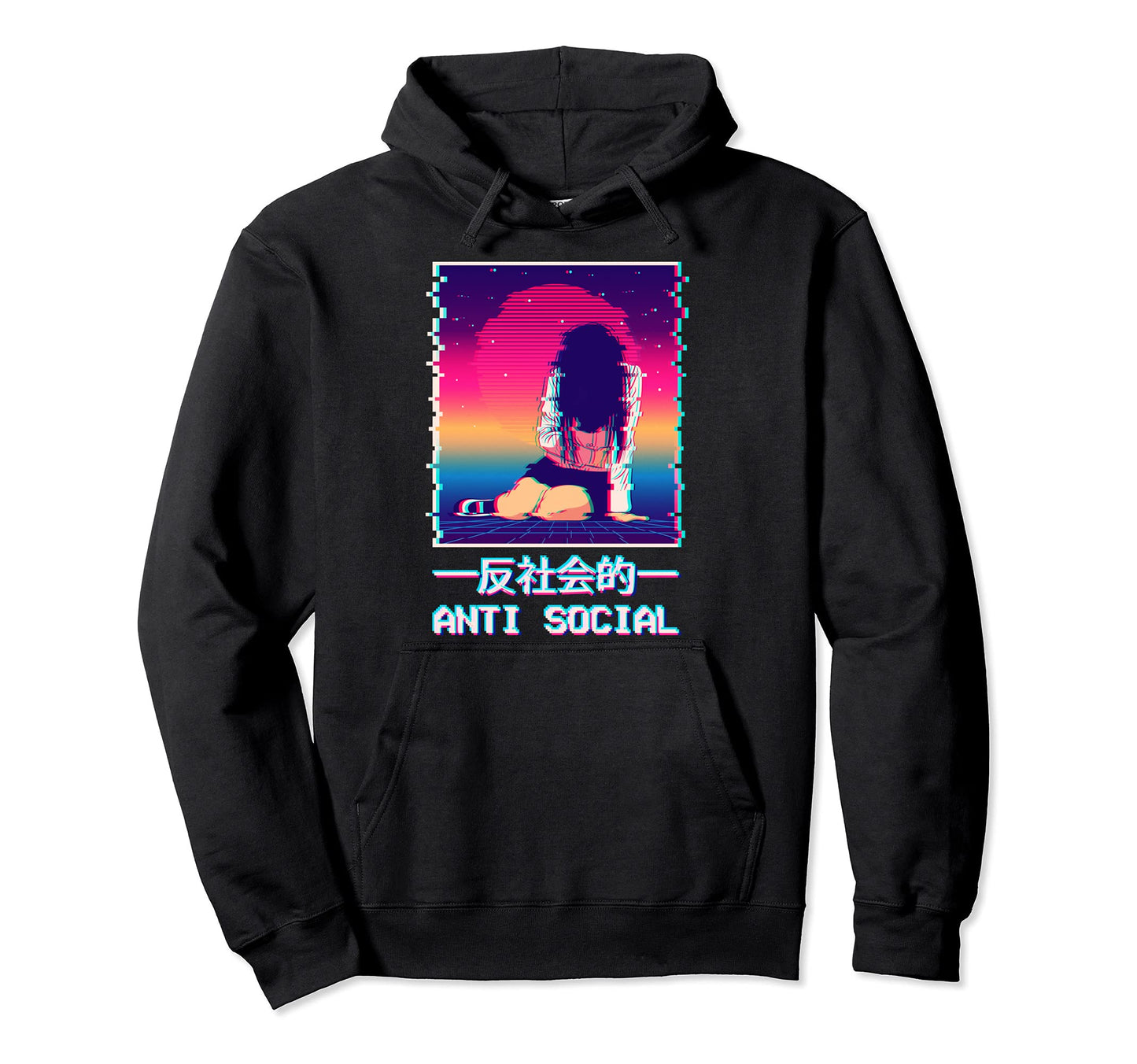 Antisocial Emo Anime Lofi Synthwave Hoodie - Trendy Graphic Men Women