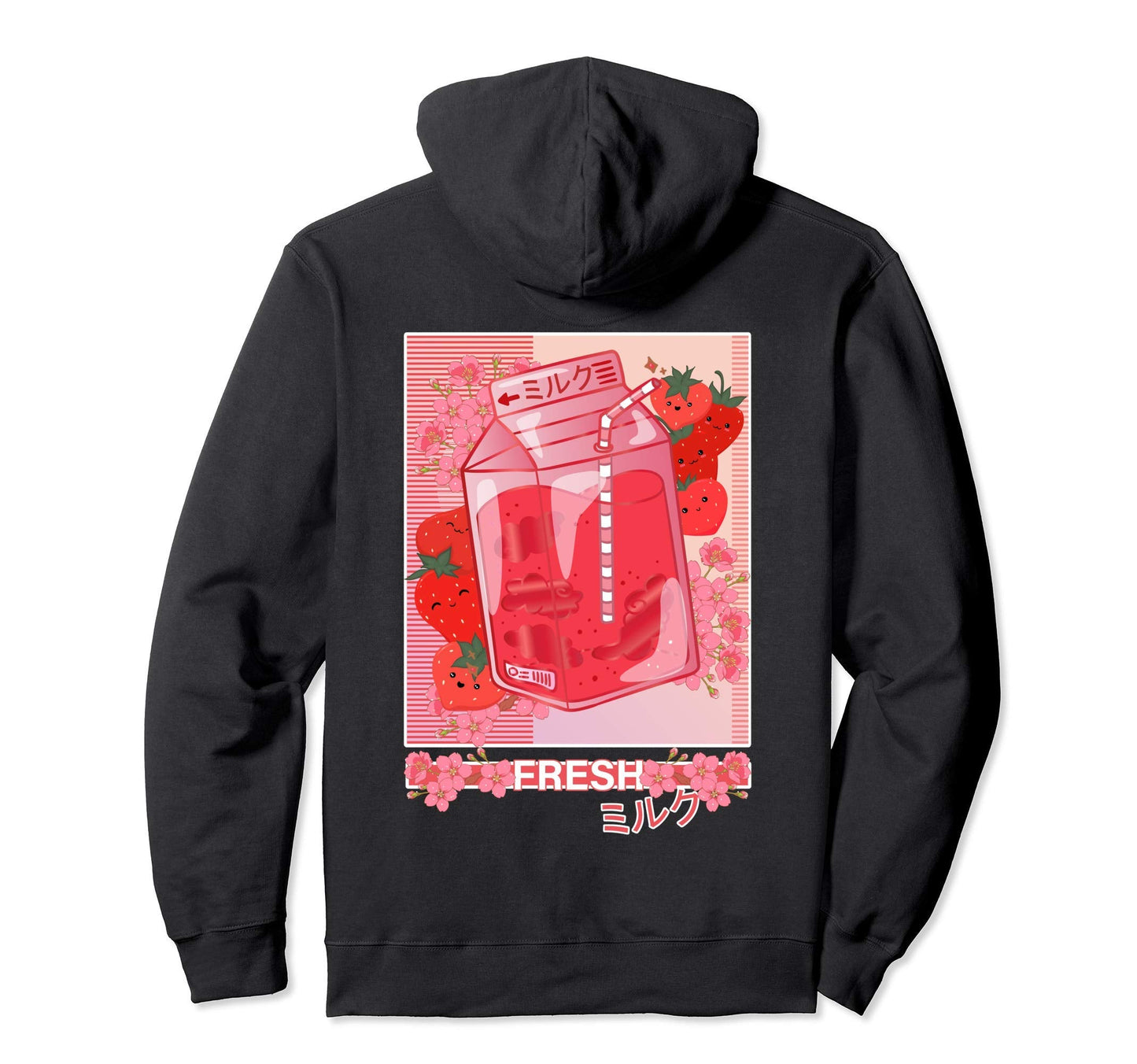 Japanese 90S Kawaii Strawberry Milk Hoodie - Casual Everyday Wear Unisex