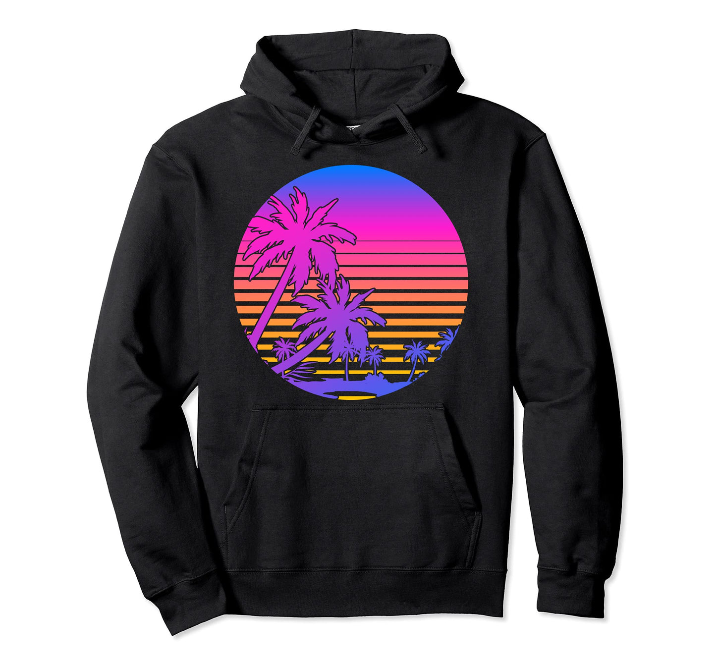 80S Art Sunset 90S Aesthetic Palm Trees Hoodie - Novelty Apparel Men Women