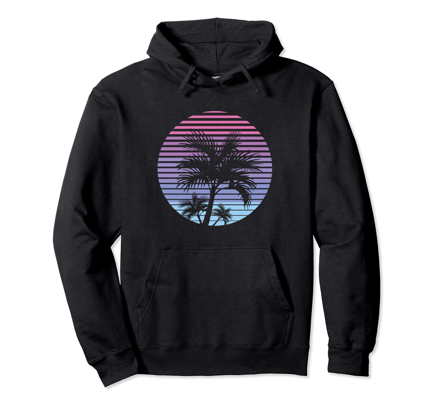 Vaporwave Aesthetic Palm Sunset Hoodie - Graphic Print Men Women