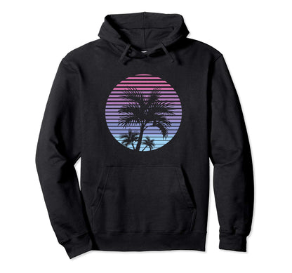 Vaporwave Aesthetic Palm Sunset Hoodie - Graphic Print Men Women