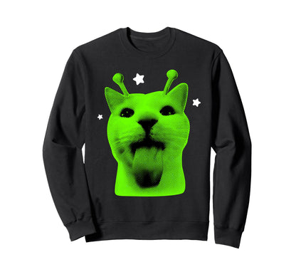 Y2K Alien Cat Meme Ufo Cats Lover 90S Sweatshirt - Graphic Print for Adults