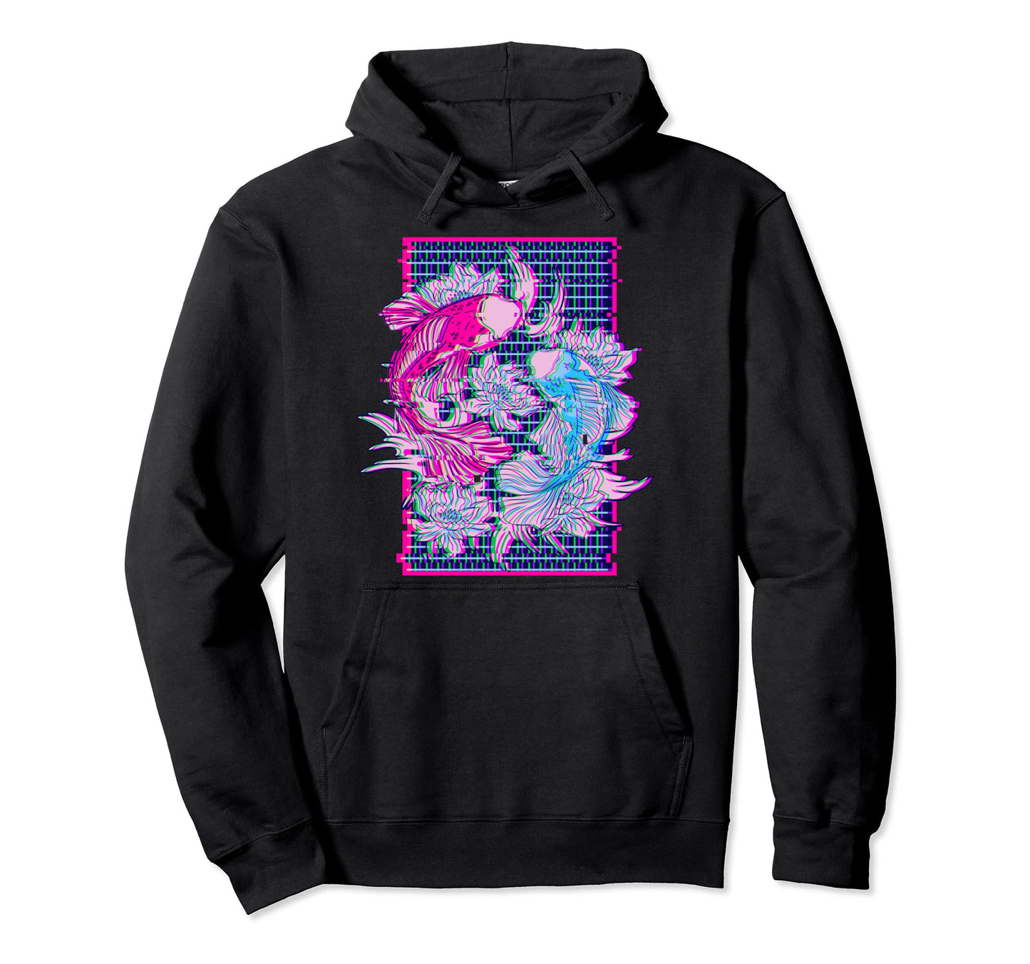 Koi Fish Koi Carp Japanese Vaporwave Hoodie - Graphic Print Unisex
