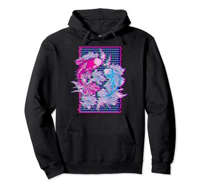 Koi Fish Koi Carp Japanese Vaporwave Hoodie - Graphic Print Unisex