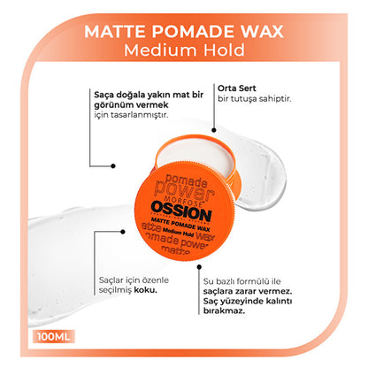 Morfose Ossion Matte Pomade Wax 3.4Oz - Medium Hold