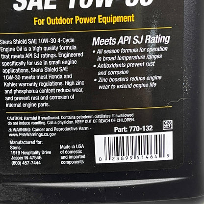 STENS SHIELD 12-PACK! 4-Cycle Engine Oil SAE 10W-30 1 Quart Bottles 770-132 (New)