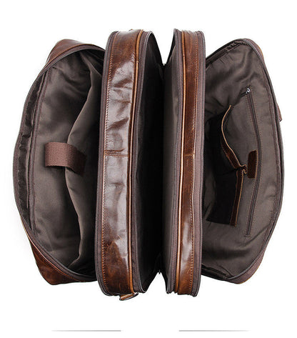 Men's Large Capacity Leather Handbag Computer Briefcase