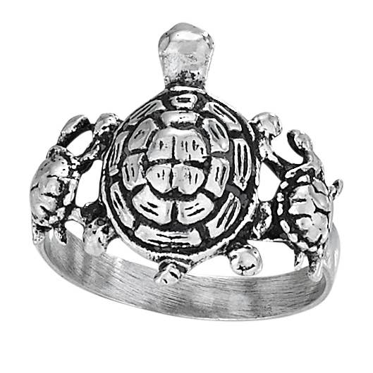 Turtle Family Sterling Silver Ring