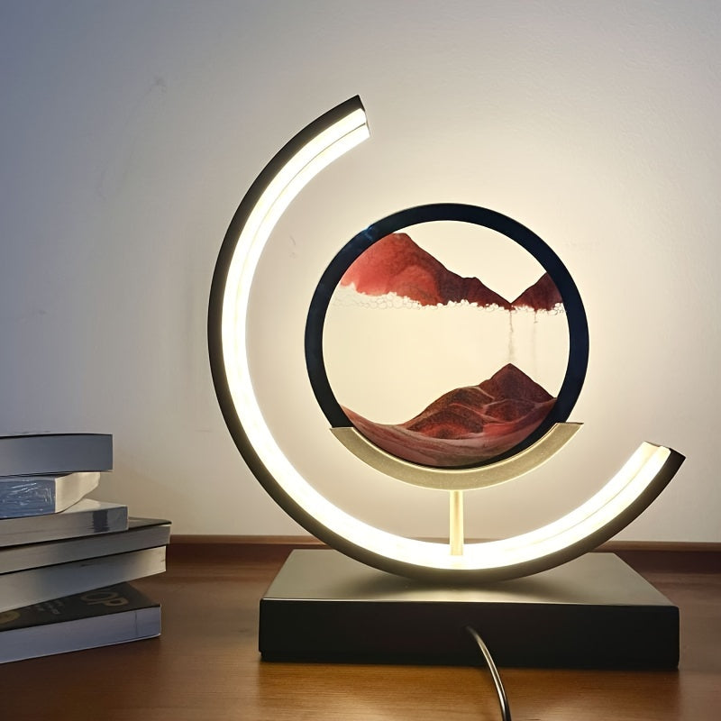 Sandscape Hourglass Table Lamp – Moving Sand Art LED Gift Light for Decor