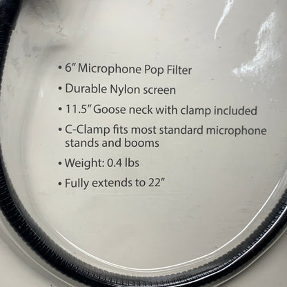 GATOR Rok-It Single Layer Microphone Pop Filter with Clamp Mount RI-POPFILTER