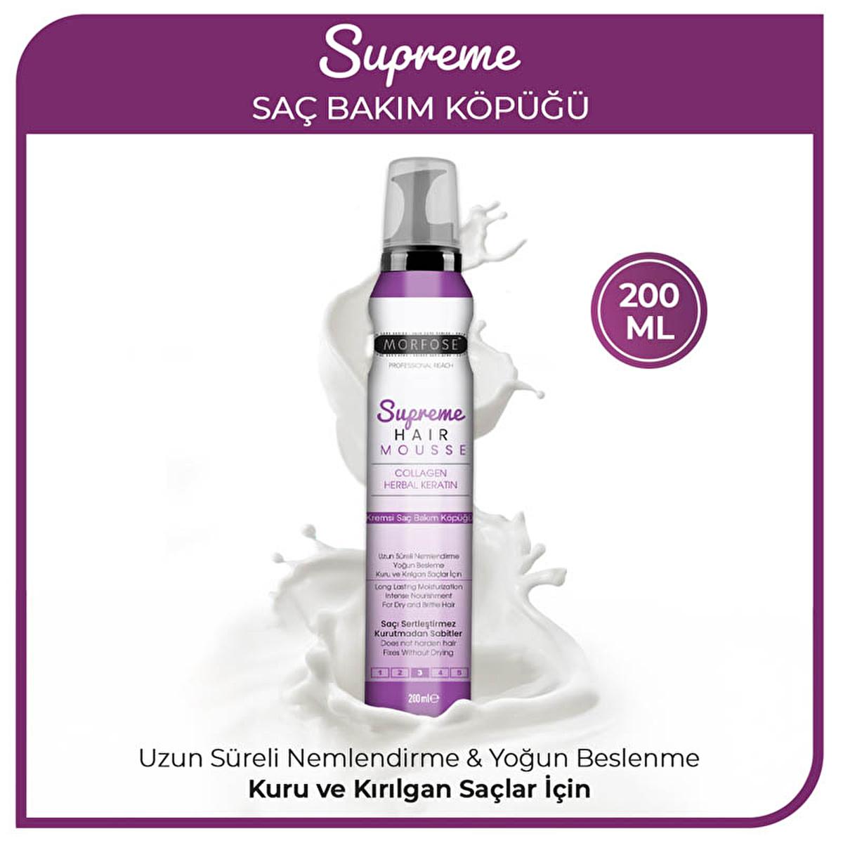 Morfose Supreme Supreme Hair Styling Mousse with Ceramide, Keratin, and Collagen - Nourishing, Strong Hold, 6.76 fl oz