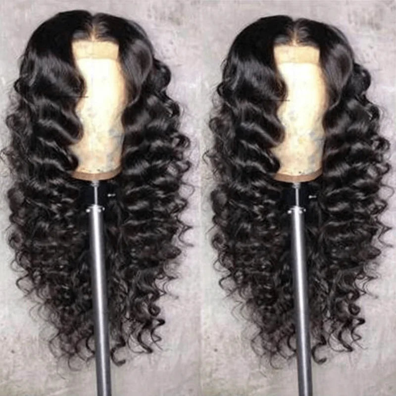 Deep Wave Human Hair Wig 13x4 Lace Front Wig For Women 200% Density Pre-Plucked With Baby Hair Transparent Lace Wig 22 Inch