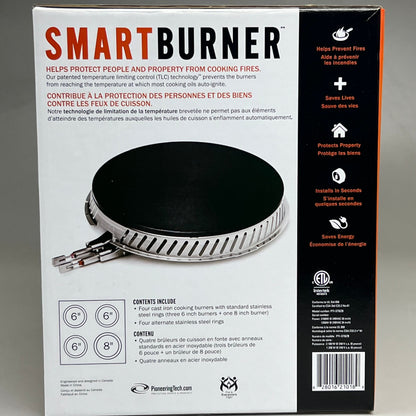 SMARTBURNER (4 PACK) Cast Iron Cooking Burners (3 x 6-inch burners and 1 x 8-inch burner)