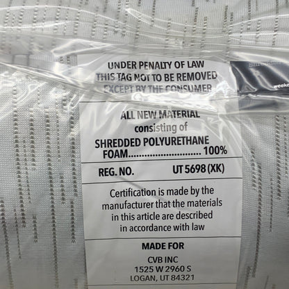 WEEKENDER Shredded Memory Foam Pillow 2pk Breathable Moldable Sz Queen